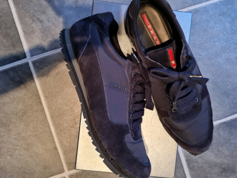 mens blue prada trainers